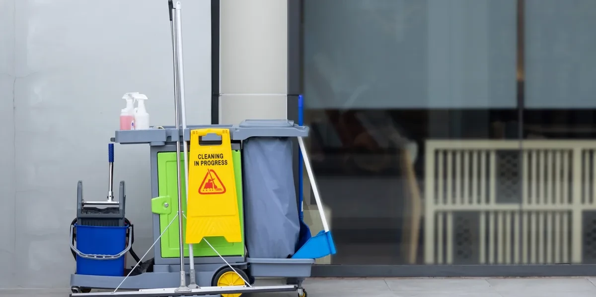 Parking lot sweeping equipment on-site
